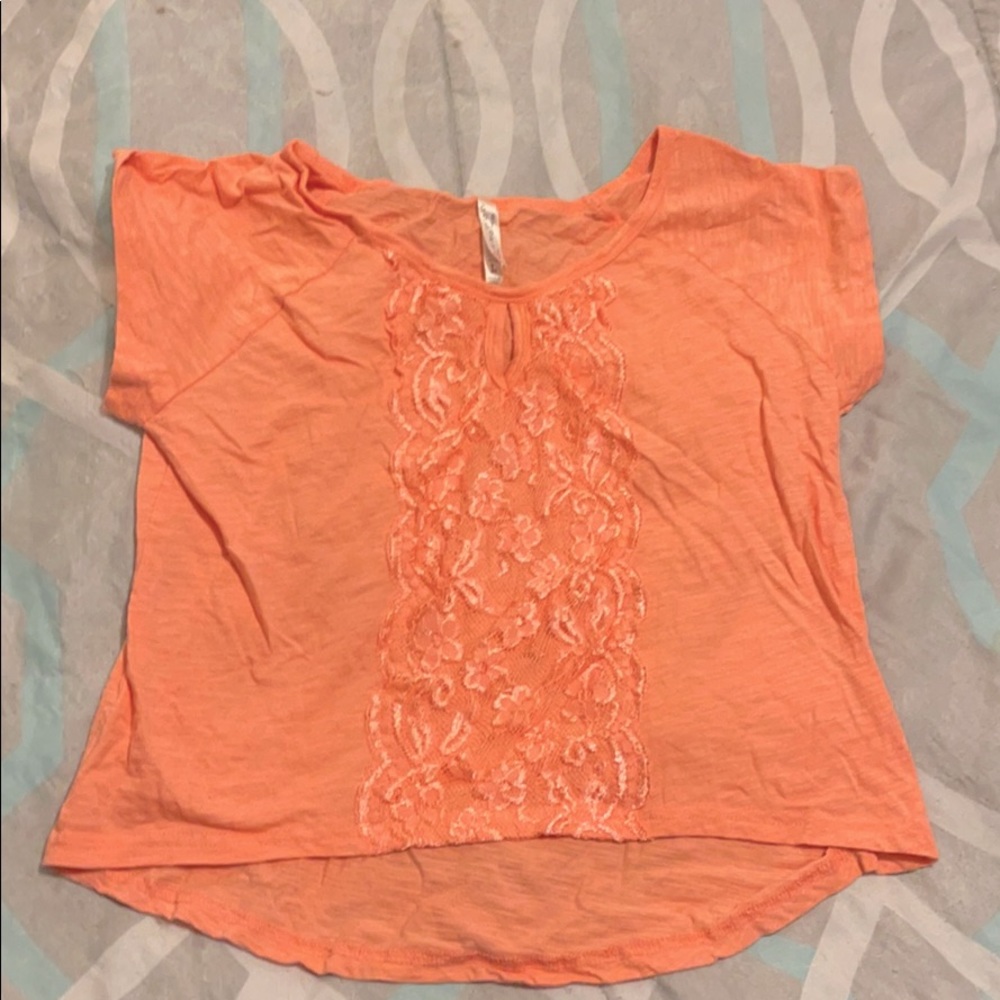 Salmon lace t-shirt.